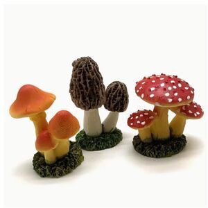 NEW! TINY and TRENDY Resin Mushroom Set of Three Toadstool Hippie Vibe Gypsy